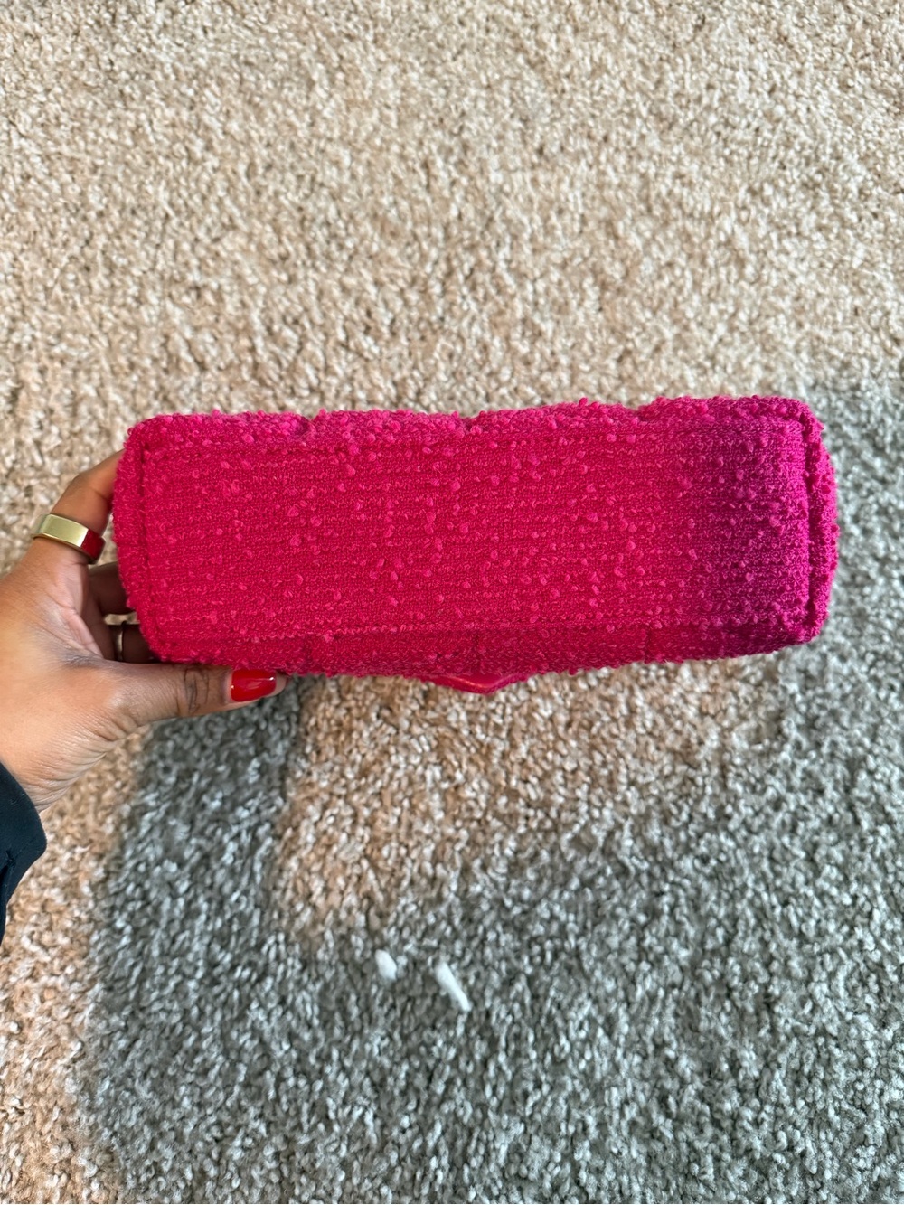 Saint Laurent Hot Pink Quilted Tweed bag with Gold YSL Logo - Picture 2 of 7
